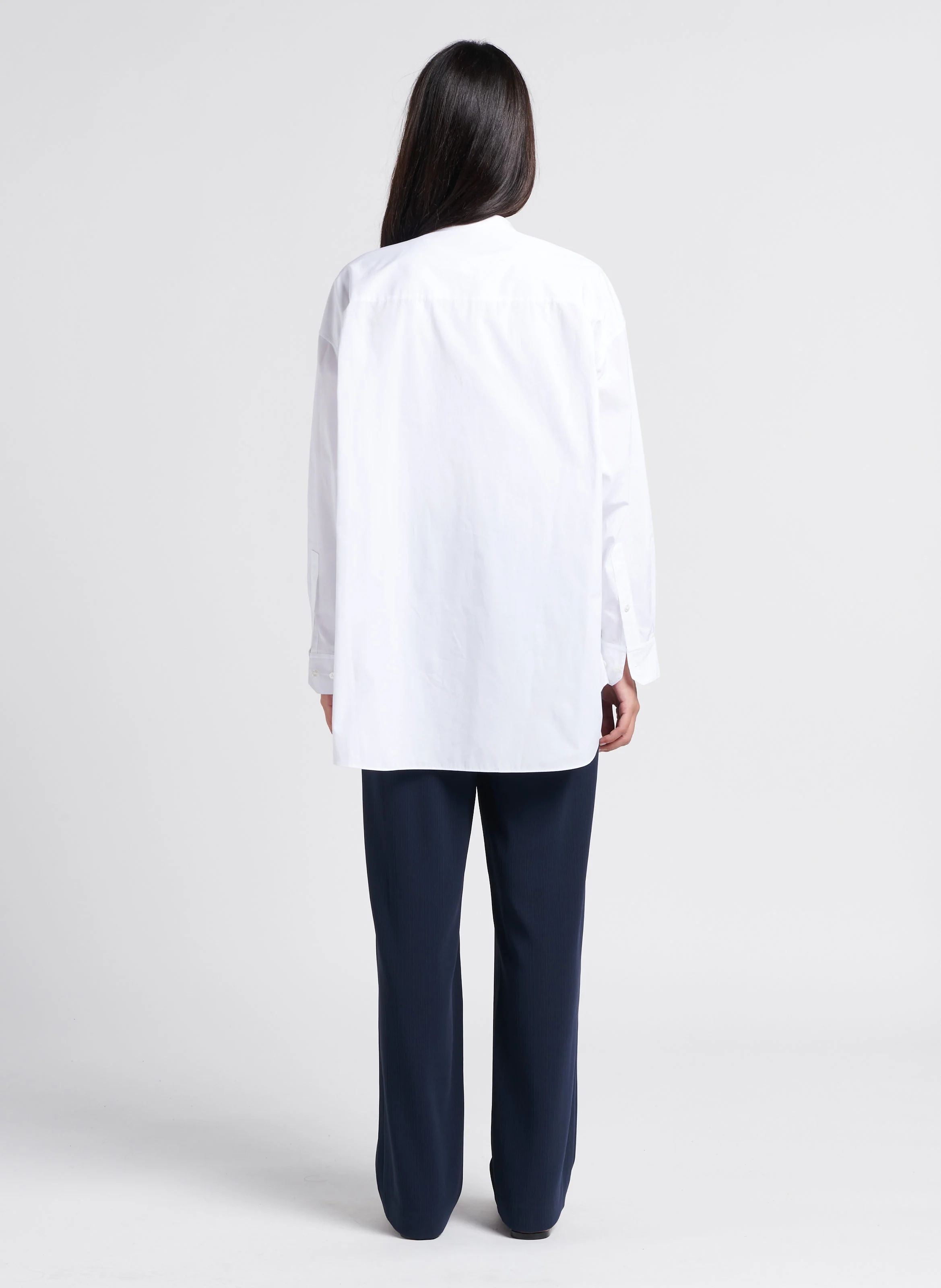 Chemise ample col mao en coton | Blanc