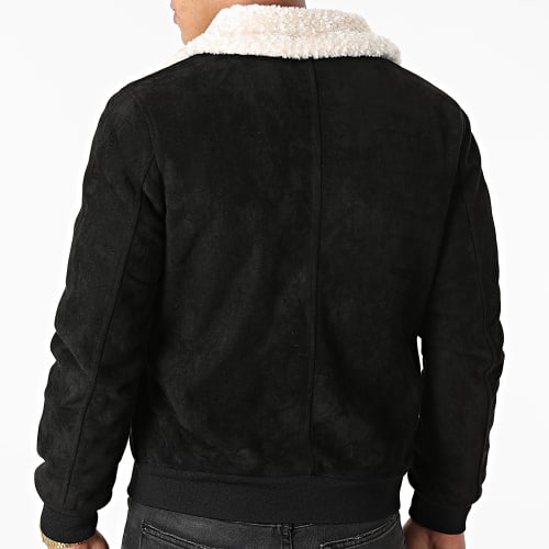 Veste Zippée Col Mouton Noir
