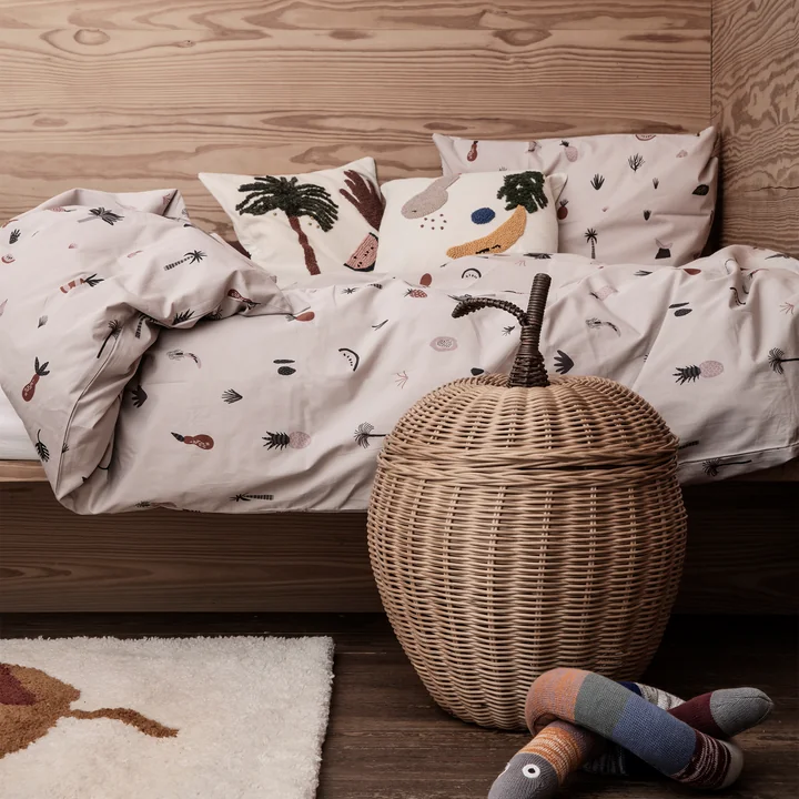 Ferm Living - Geflochtener Apfel-Aufbewahrungskorb, Ø 36,5 x H 52 cm, Rattan