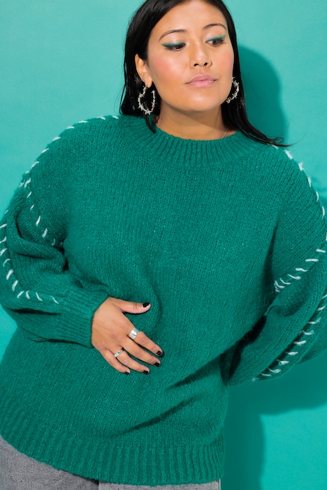 Pullover, oversized, Colornähte, Langarm