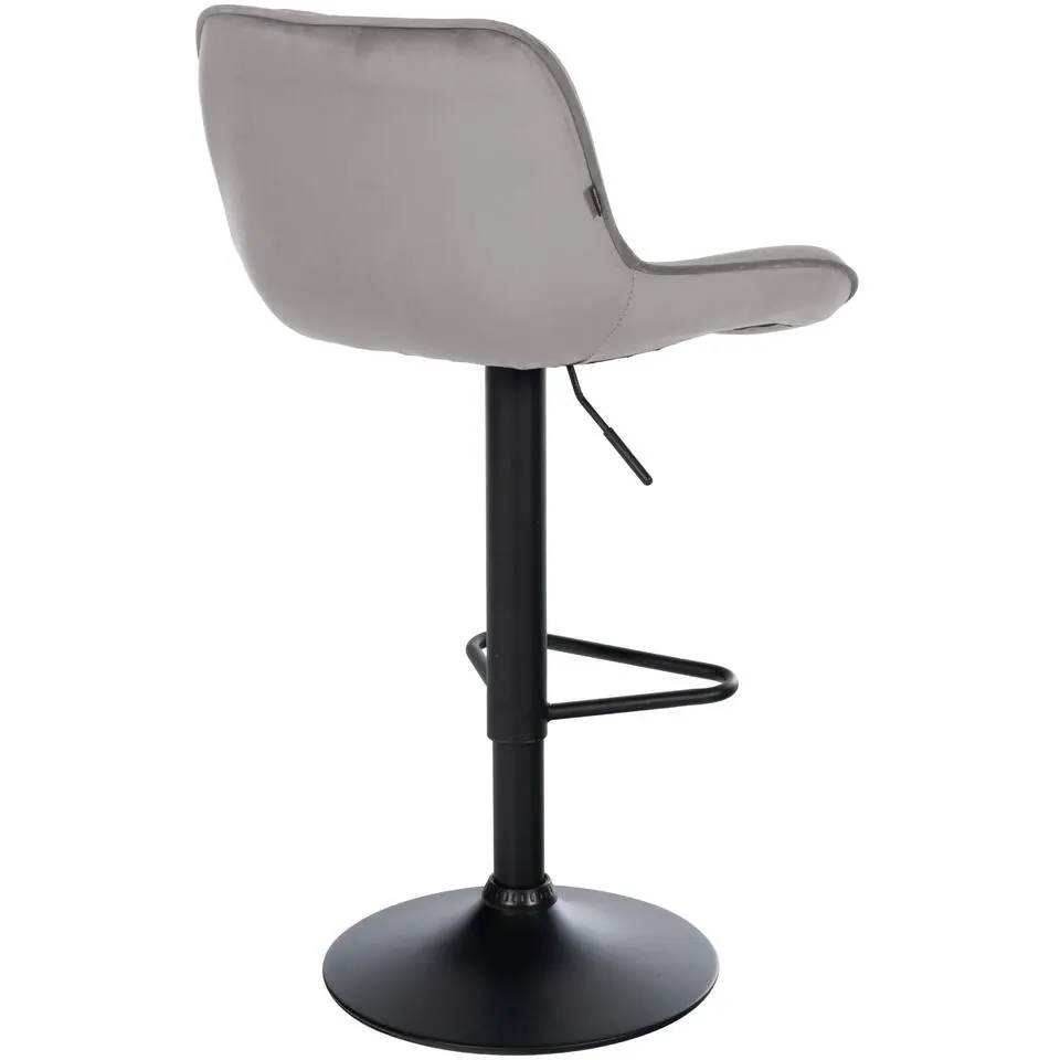 CLP Set van 2 Barkruk Kasson zwart Frame - Fluweel - grijs