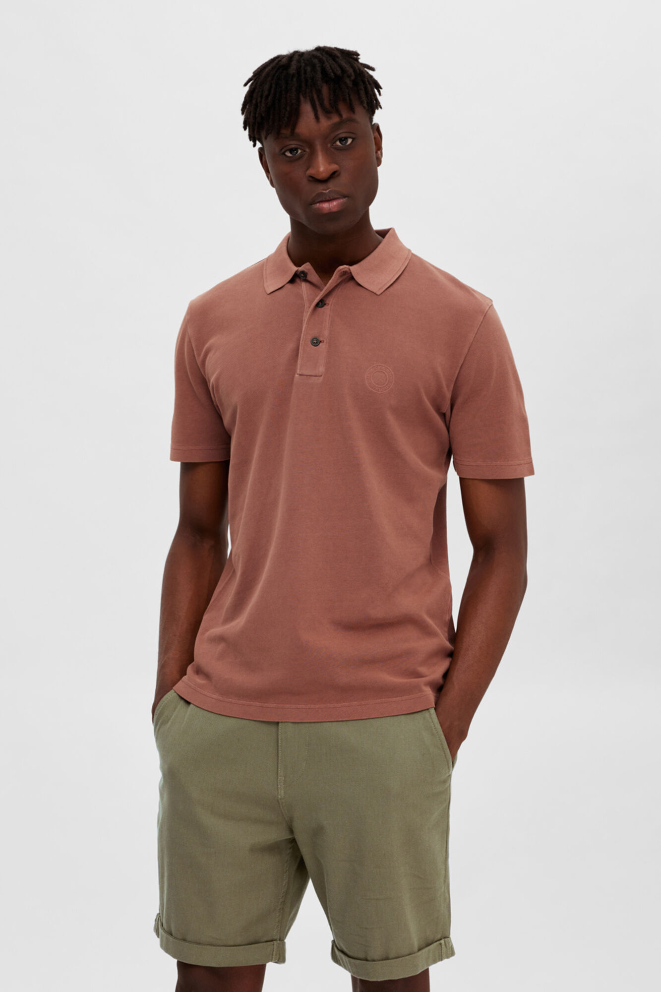 Camisa polo de manga curta 100% algodão orgânico. - Vermelha