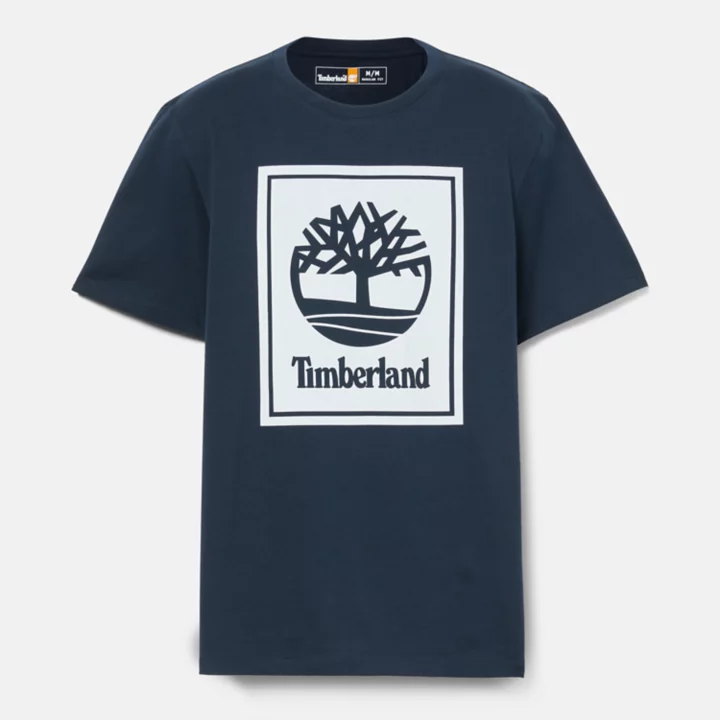 T-shirt à logo bloc pour homme en bleu marine