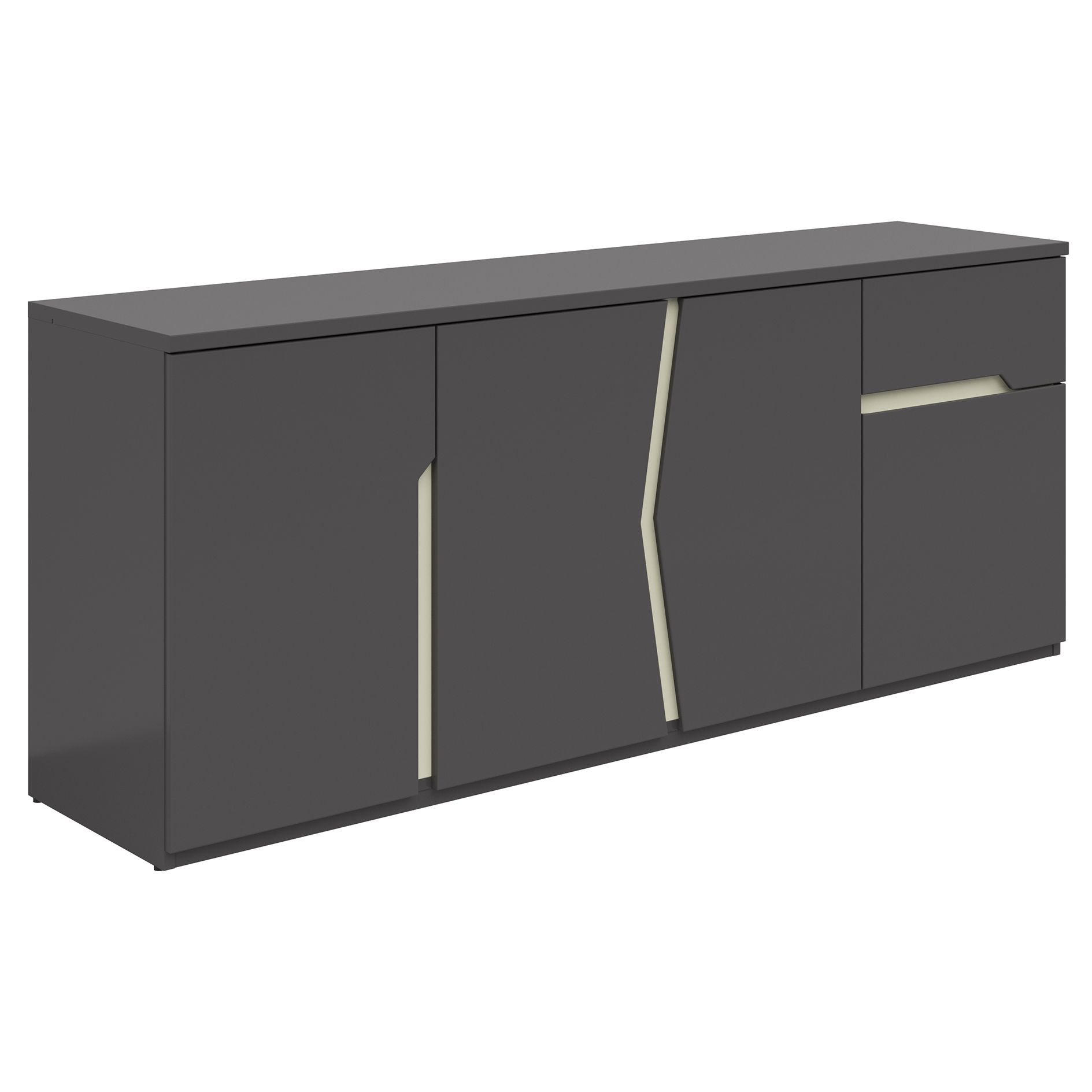 Lowboard - kieselgrau-graphit - 164 cm breit