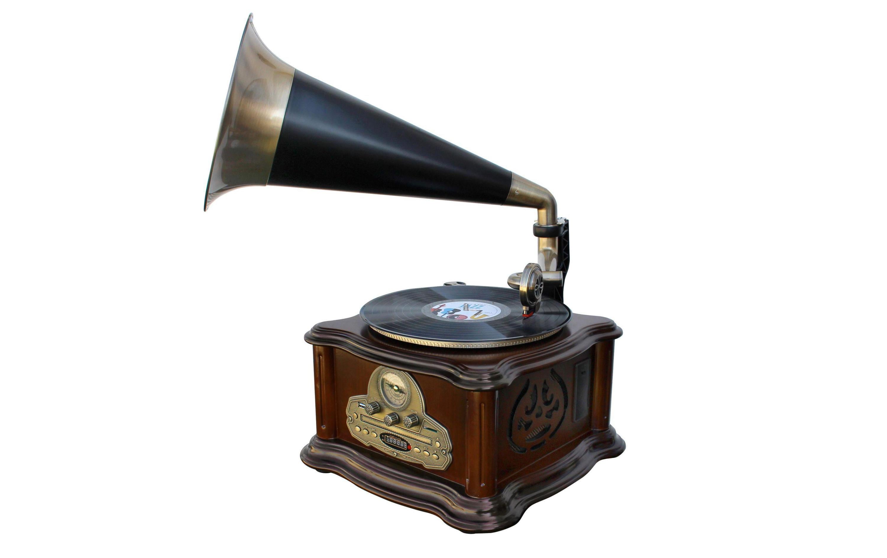 Plattenspieler NR917 Radio, CD-Player, Kassette<br>Grammophon-Stereo-Anlage mit Schallplatte, UKW-Radio, CD/MP3, USB und Bluetooth