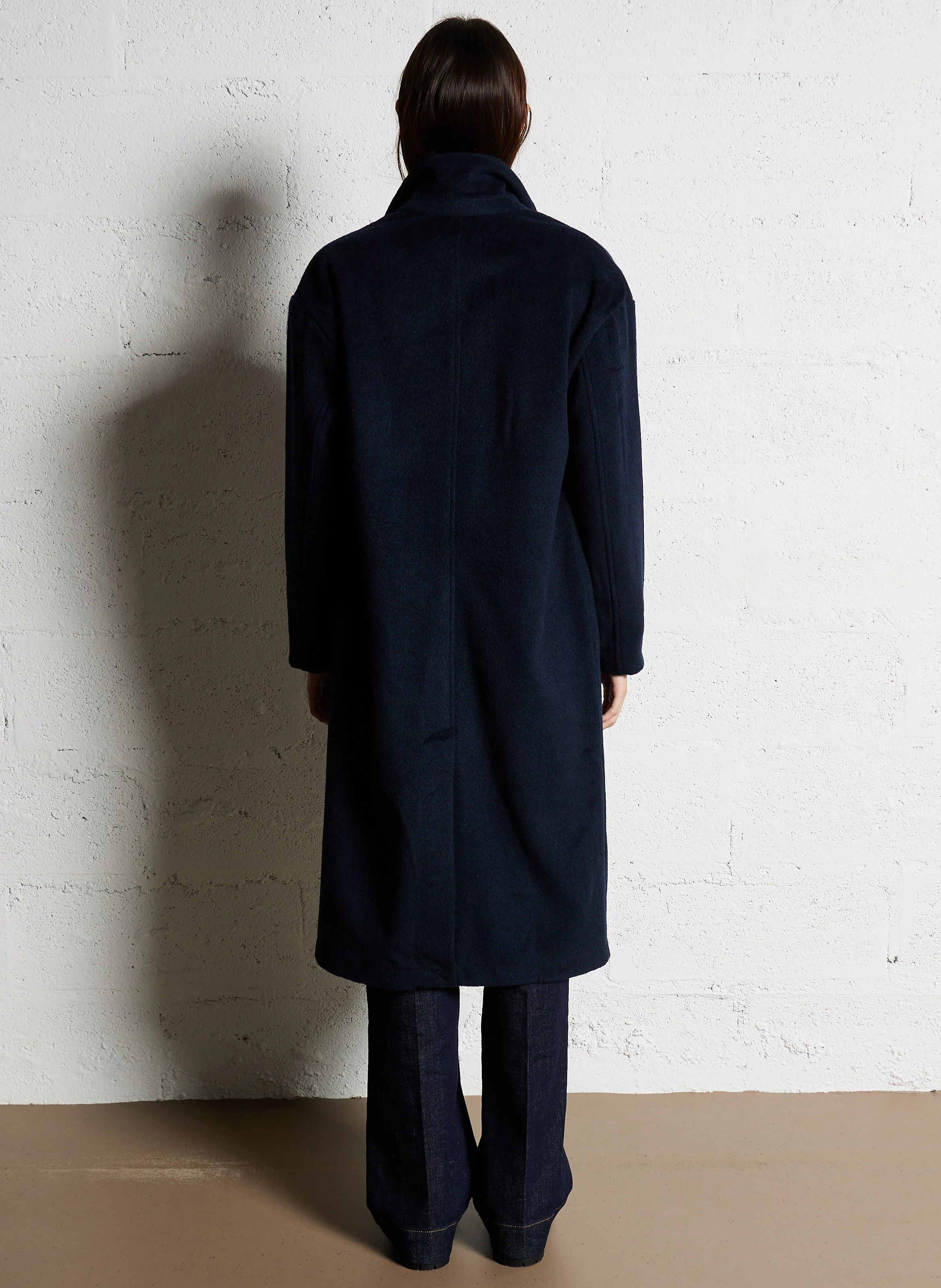 NELIA - Manteau droit col tailleur | Bleu