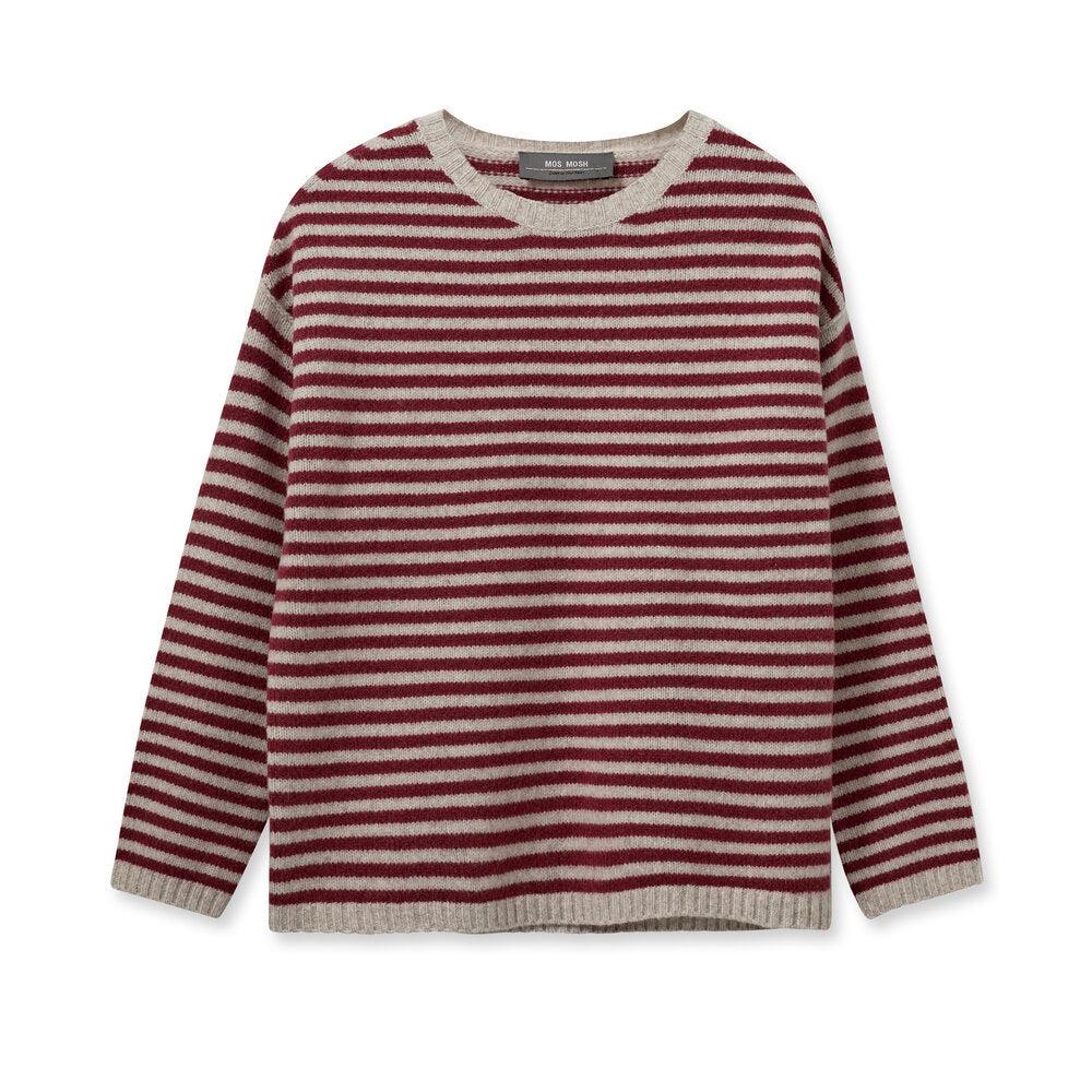 Mos Mosh  Khai Stripe striktrøje - Garnet