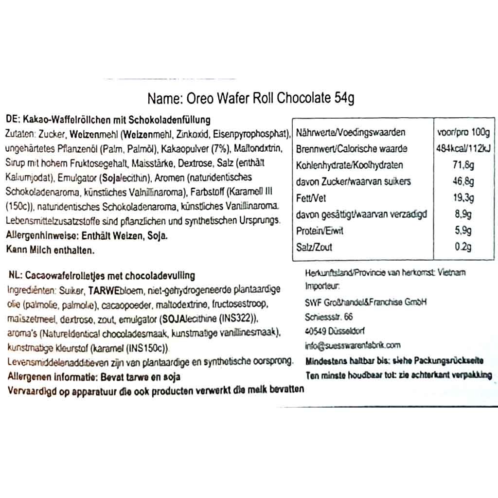 Oreo Wafer Roll Creamy Munchy Chocolate 54g MHD:17.7.25