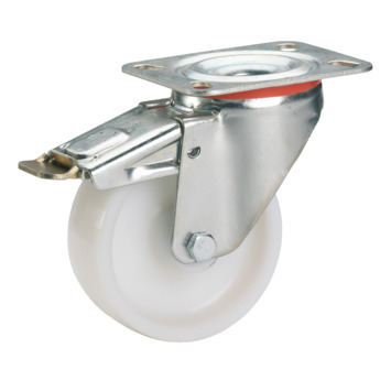 Zwenkwiel   rem PUR met plaatbevestiging 100mm tot 150kg