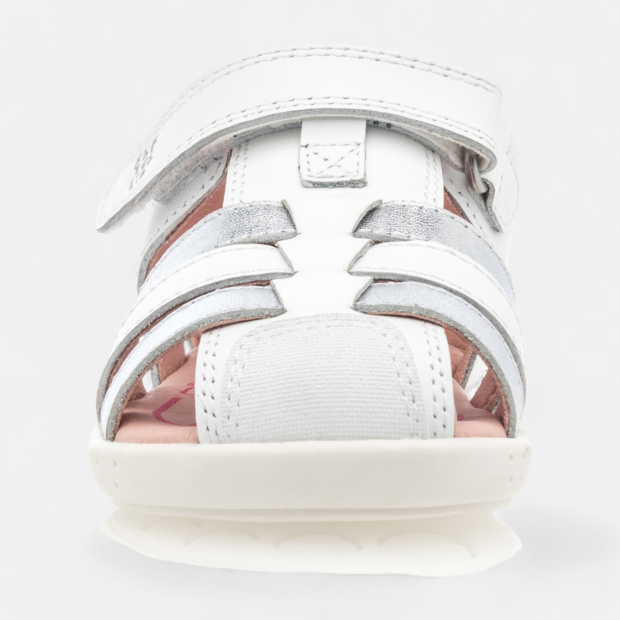 Nu-pieds Bébé fille en cuir blanc