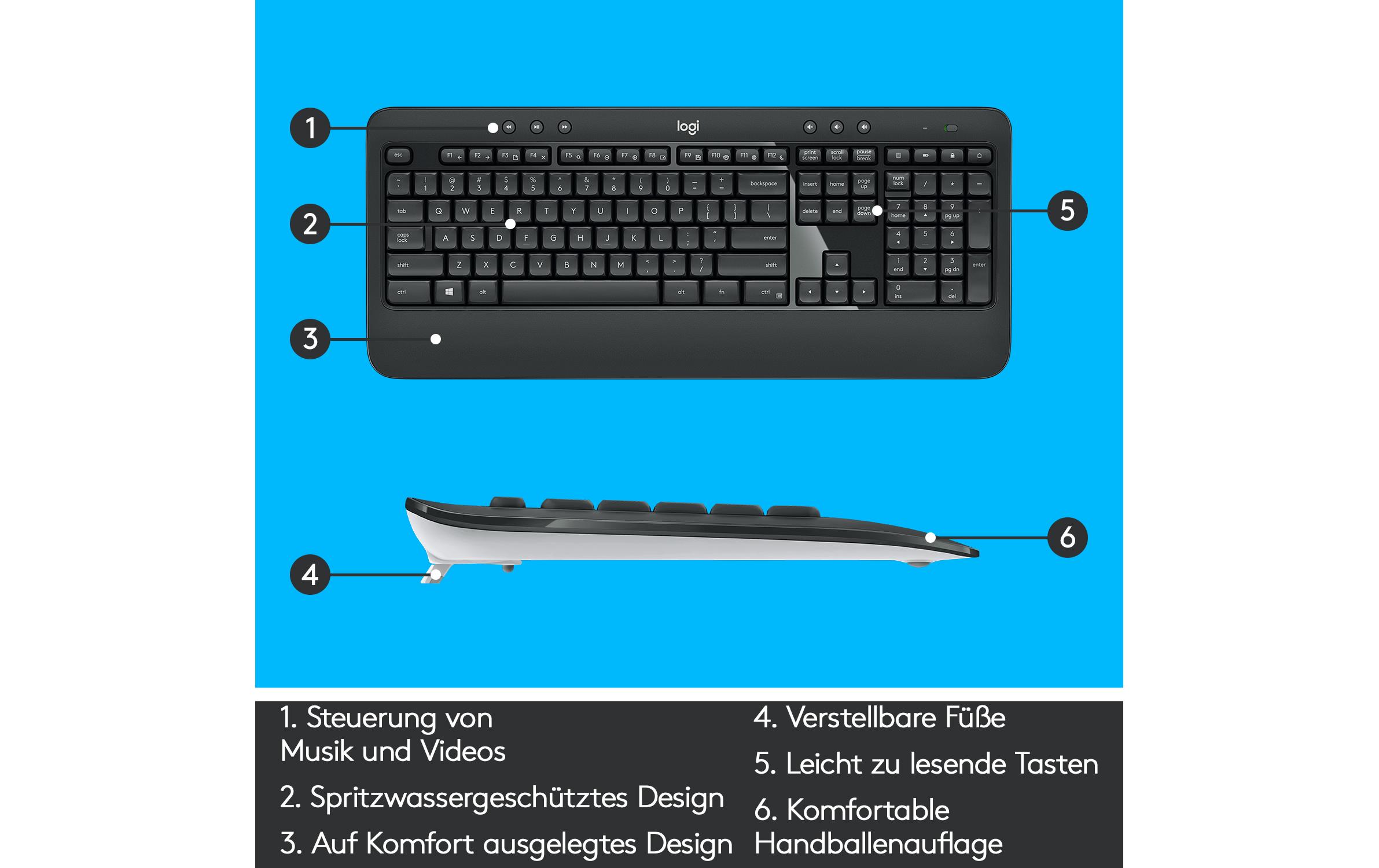 Tastatur-Maus-Set MK540 Advanced US-Layout, für WindowsSet aus Wireless-Tastatur und -Maus mit bis zu 3 Jahren Batterielaufzeit für PC und Laptop