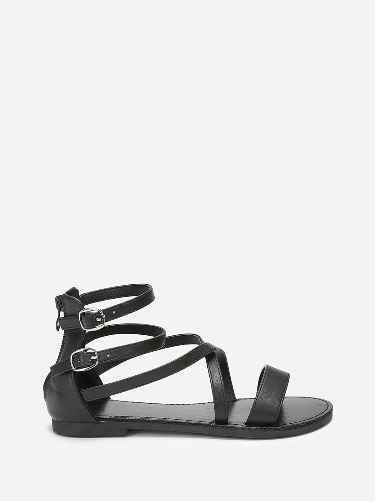 Sandales style spartiates à fines brides- Noir