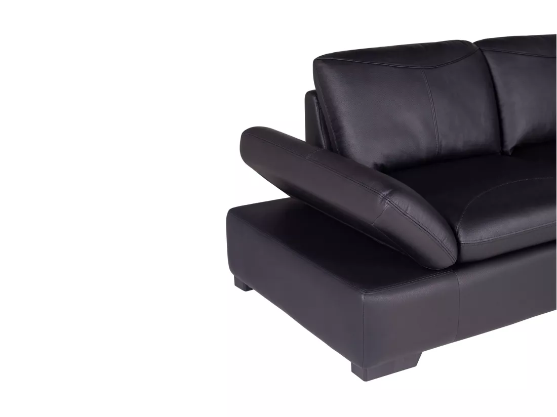 Canapé d'angle en cuir ONYX II - Noir - Angle droit
