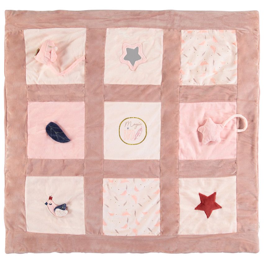 Tapis d'éveil en velours avec éléments en relief - Rouge