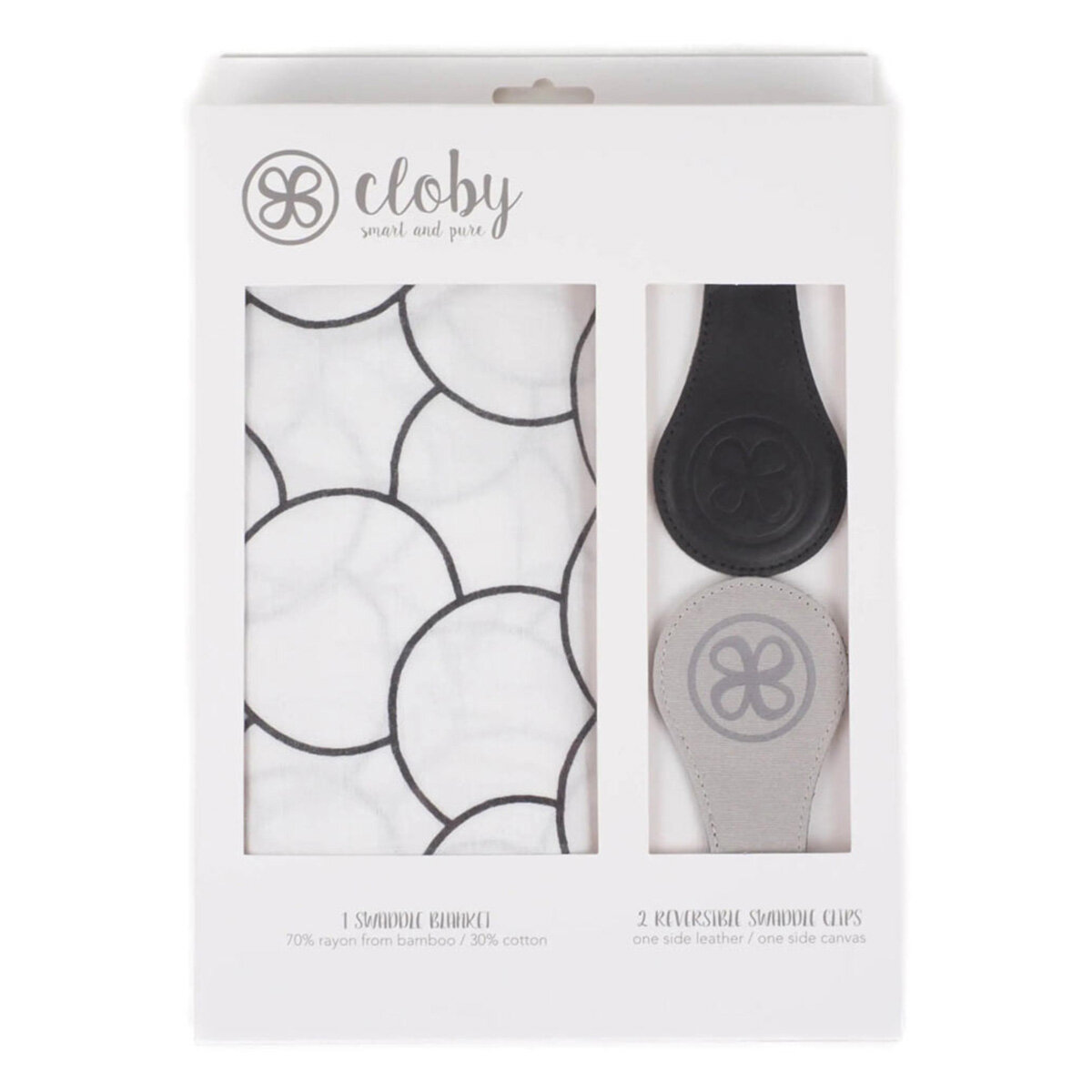 Cloby b.v. Cloby Black Set Magnetclips +Tuch/Swaddle white/black