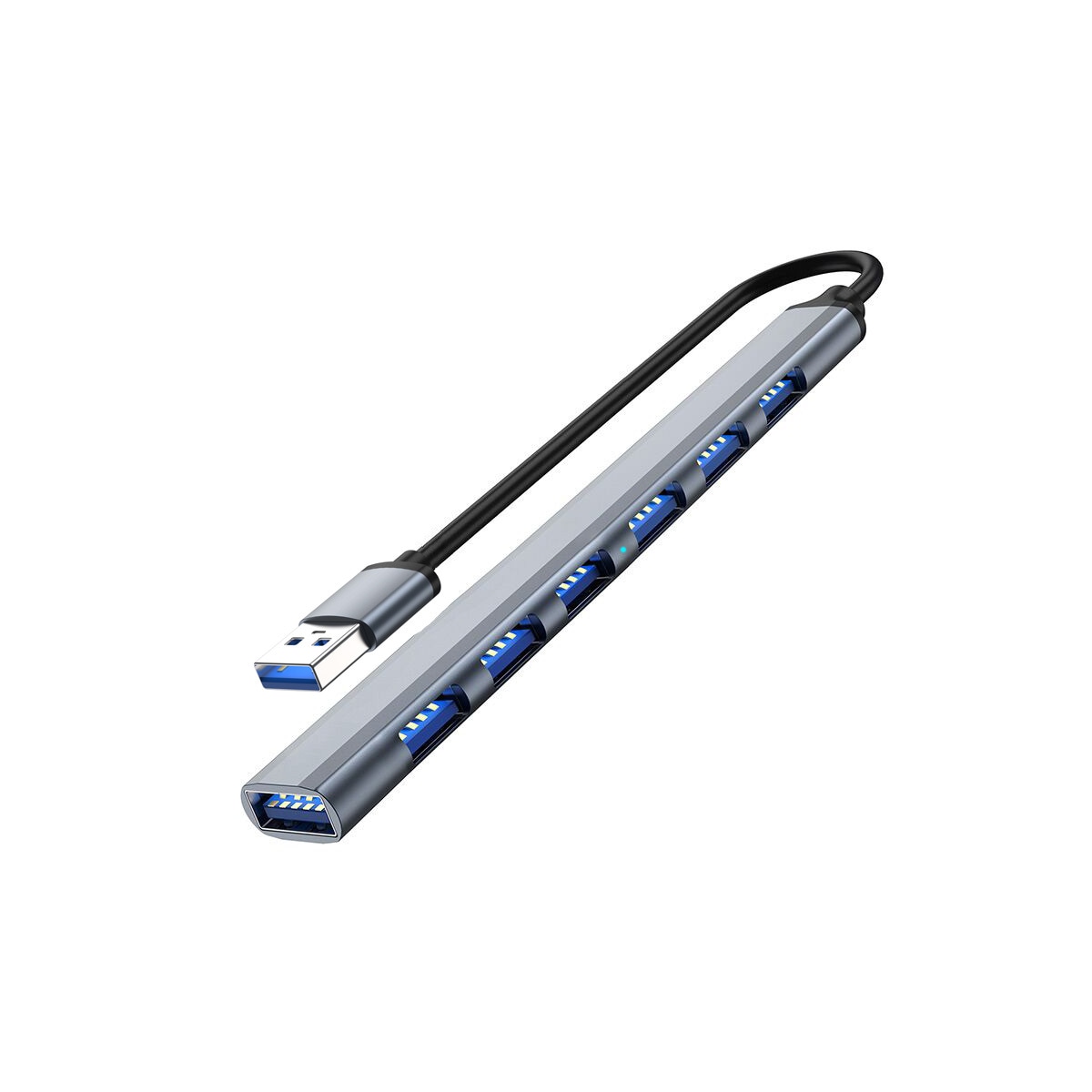 Hub med 7 utganger, USB3.0 til USB2.0/3.0 USB Sølvgrå