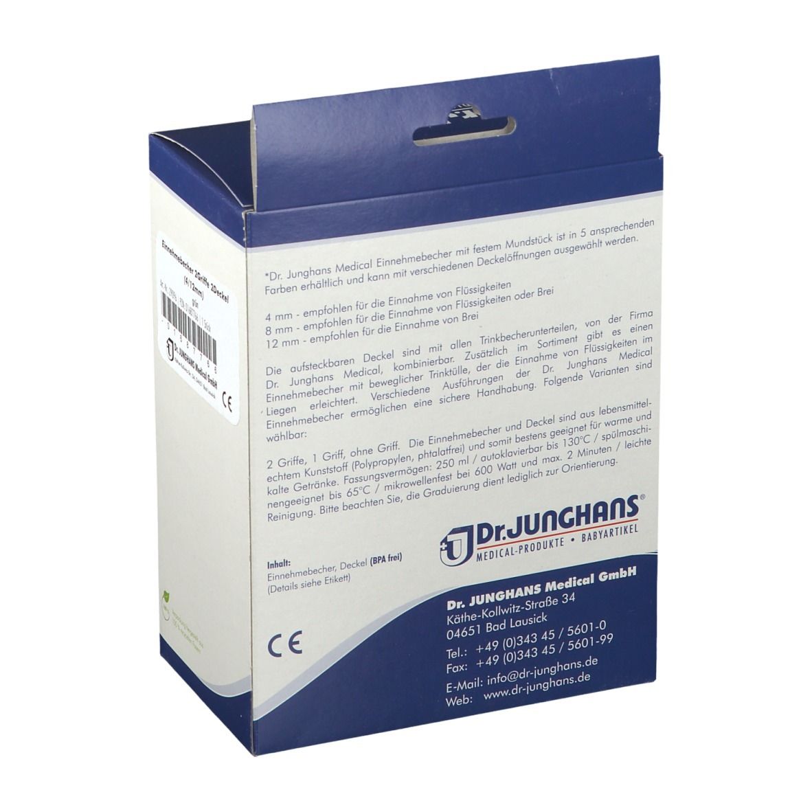 Dr. Junghans® Einnehmebecher mit 2 Griffen und Deckel 12 mm grün