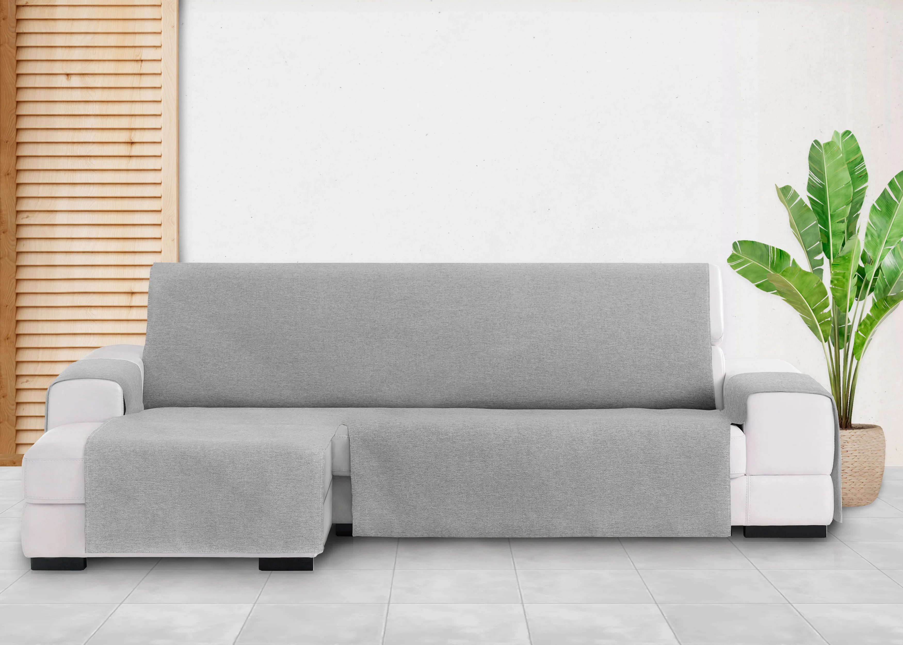 Capa protetora Vipalia para chaise longue esquerda de 240 cm, cinza, modelo Brisa
