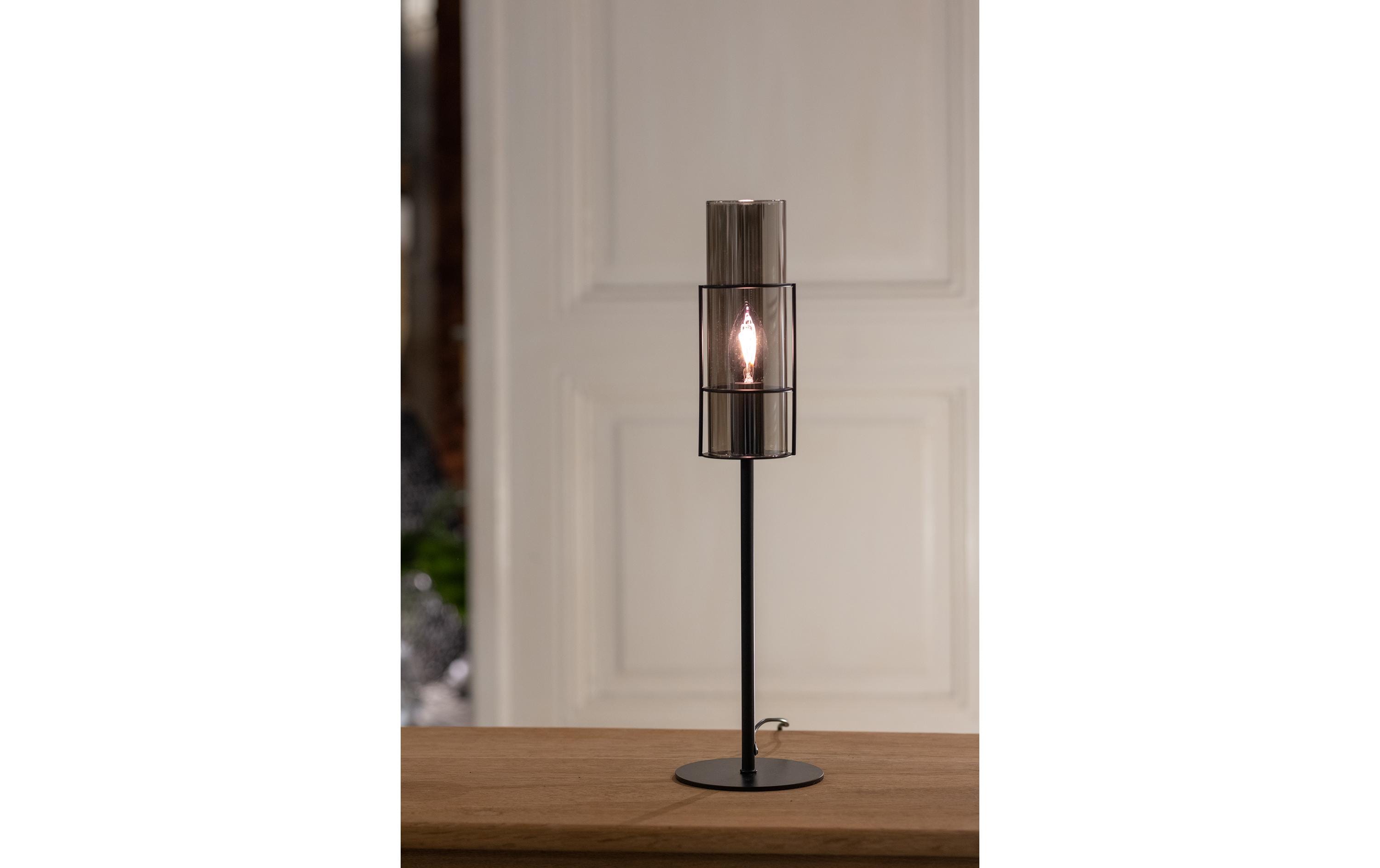 Tischleuchte Tubo 1L, E14, 50 cm, Schwarz/SmokeWohnraumleuchte