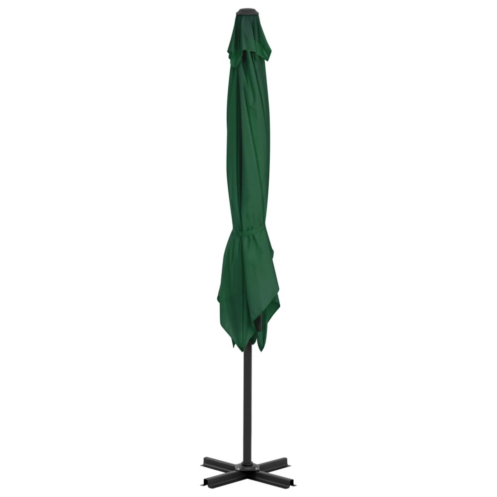 Parasol meuble de jardin en porte-à-faux et mât en aluminium 250 x 250 cm vert