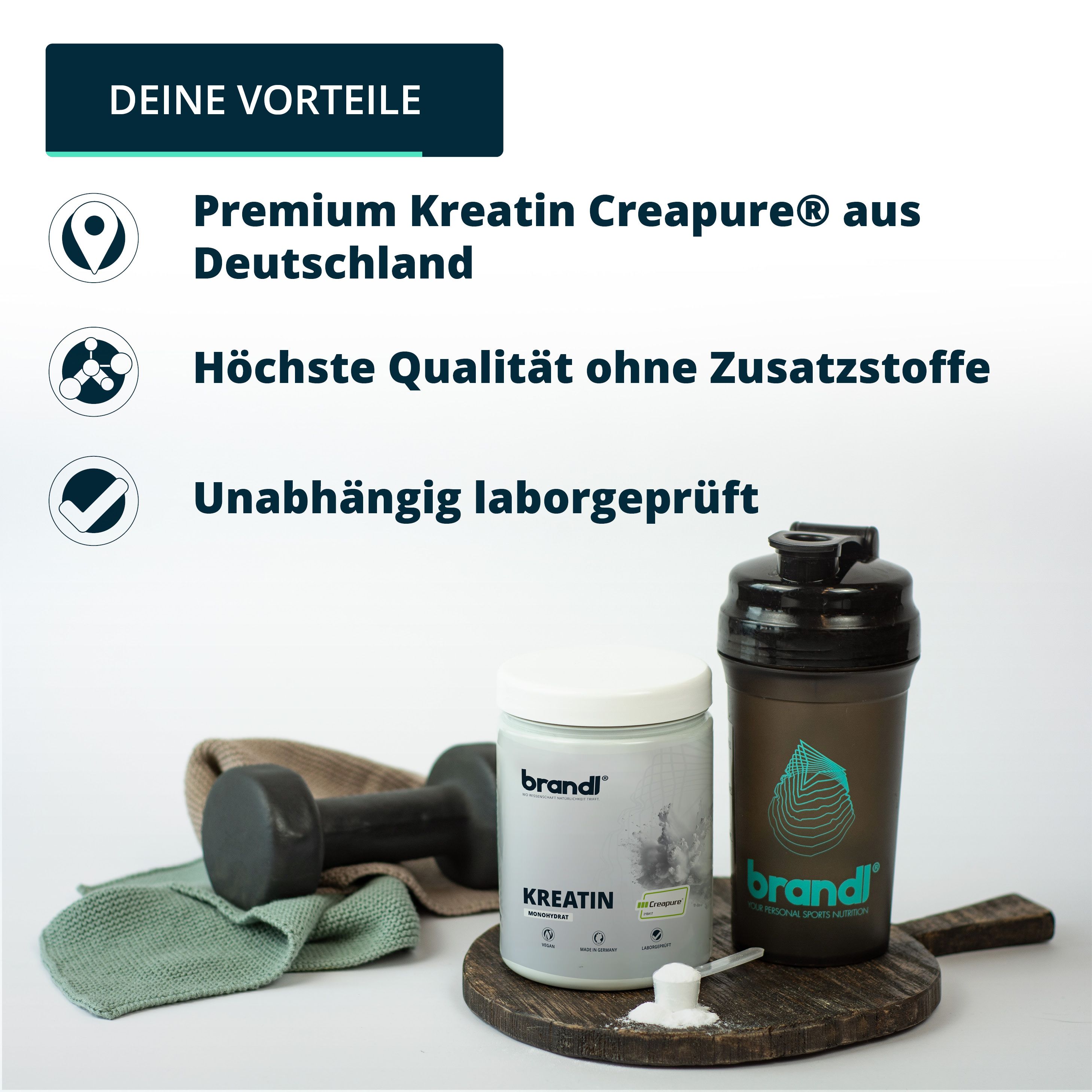 brandl®  Kreatin CREAPURE Creatin Monohydrat Pulver | 100% Made in Germany