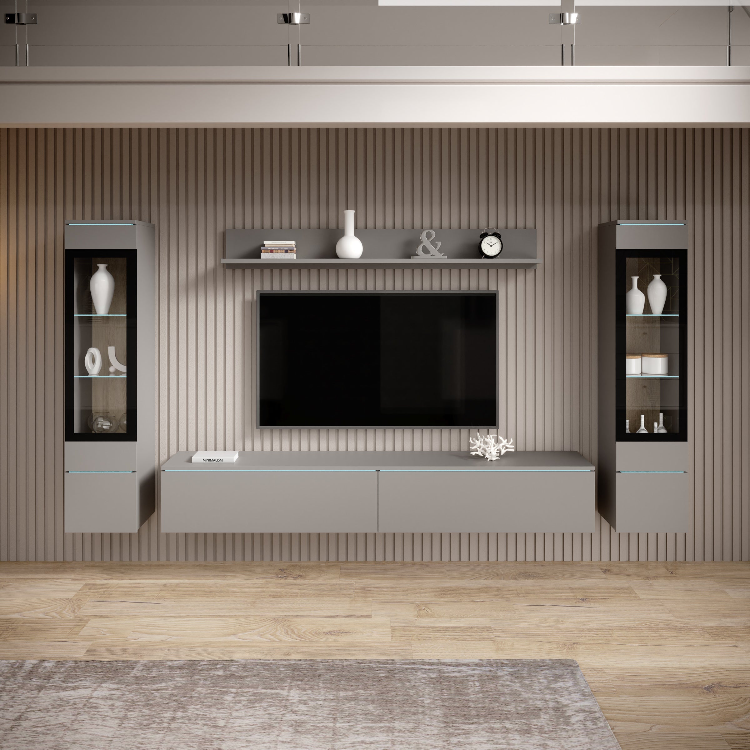 Variety - Wandmeubel - Grijs - 180x33x132 cm