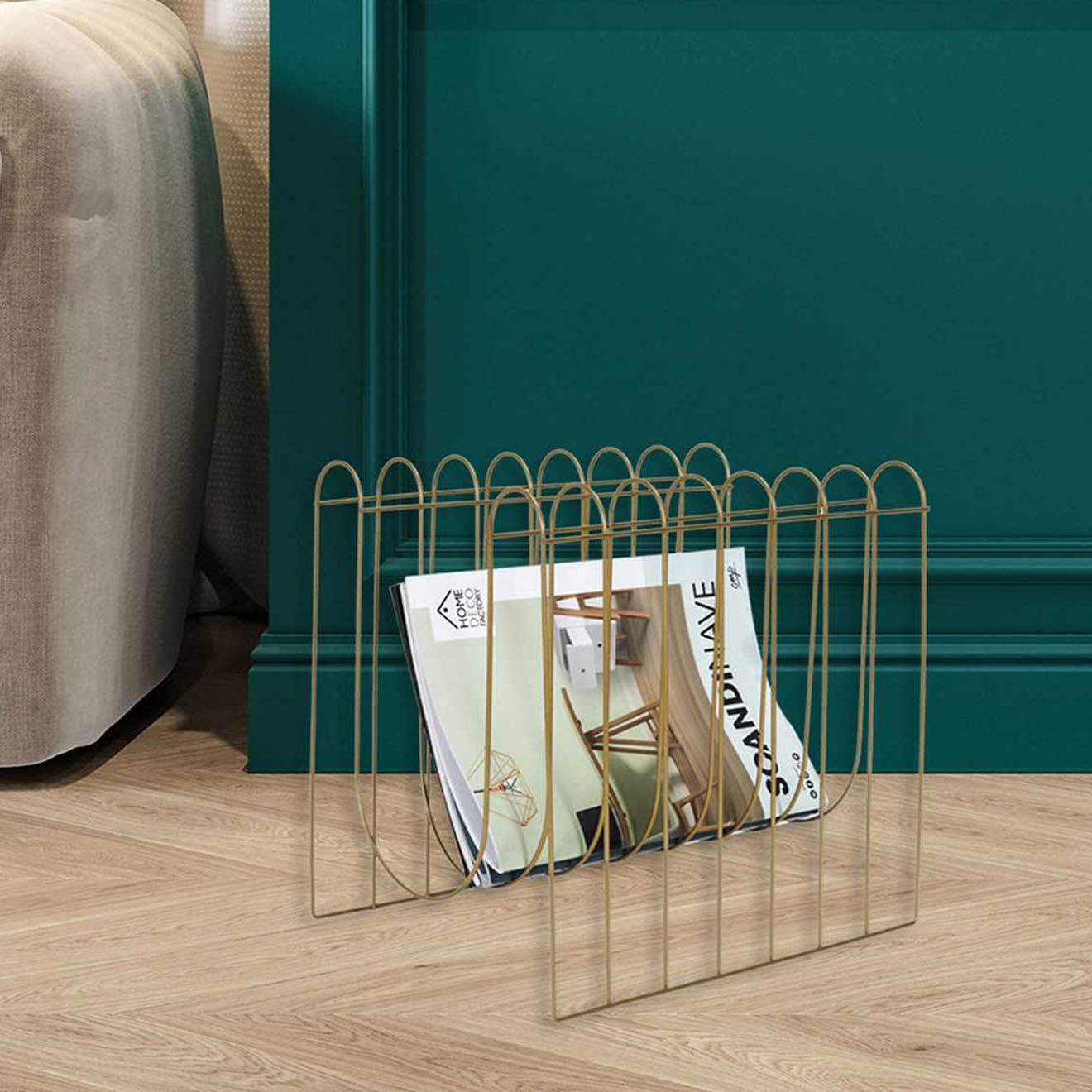 Home Deco Factory Range magazines filiare doré - 32x33x26 cm