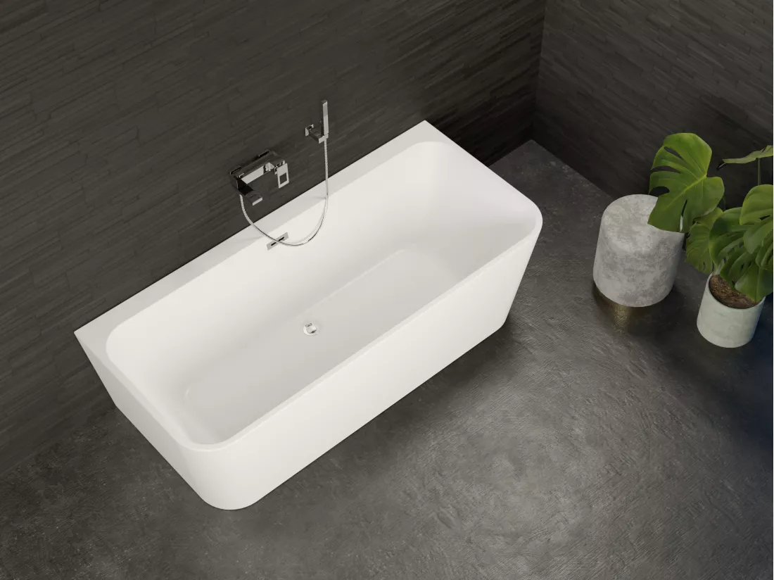 Baignoire semi- îlot murale MINT 160, L160xl75xH57cm, by SPALINA