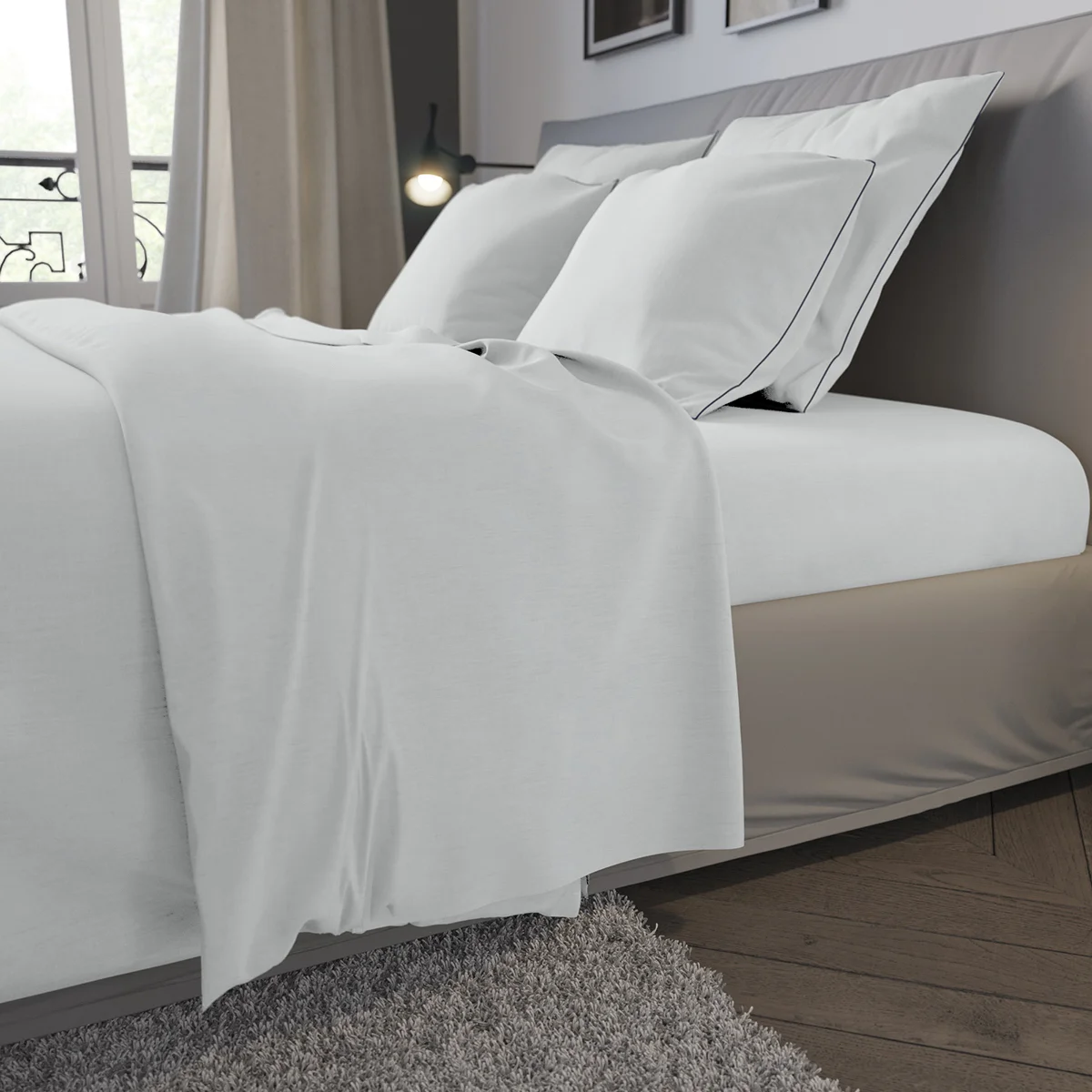 Taie d'oreiller Confort Jersey Coloris Blanc