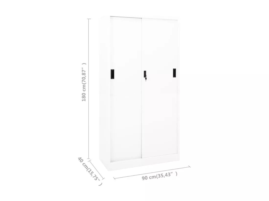 Armoire de bureau et porte coulissante Blanc 90x40x180 cm Acier
