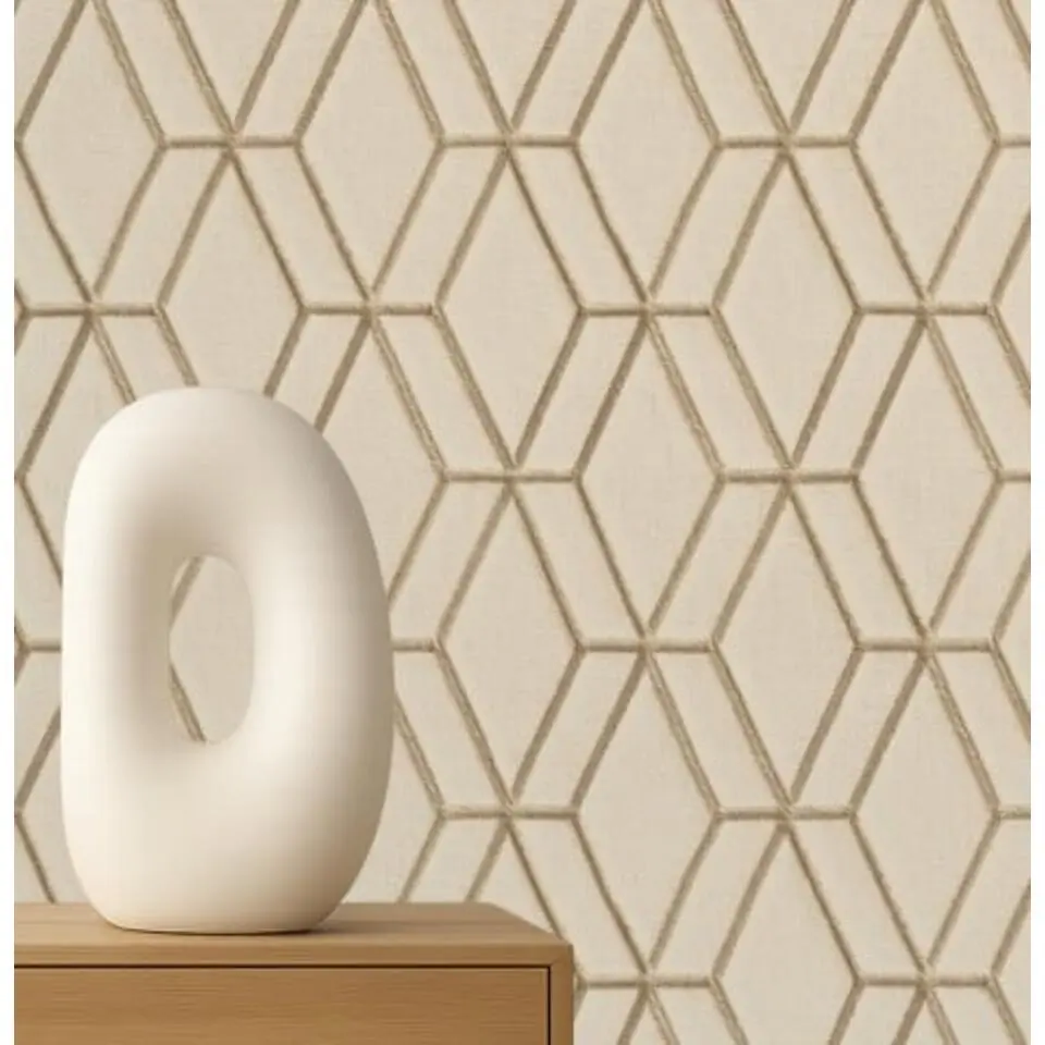 Dutch Wallcoverings - Wallstitch hexagonal beige - 0,53x10,05m