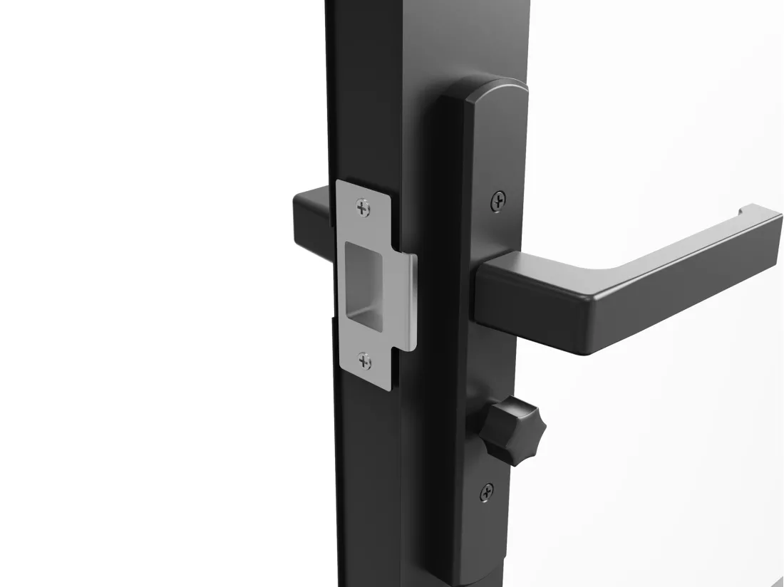 Bloc porte réversible à deux battants en aluminium et verre trempé - 2 x H204 x L93 cm - Noir - MASERU