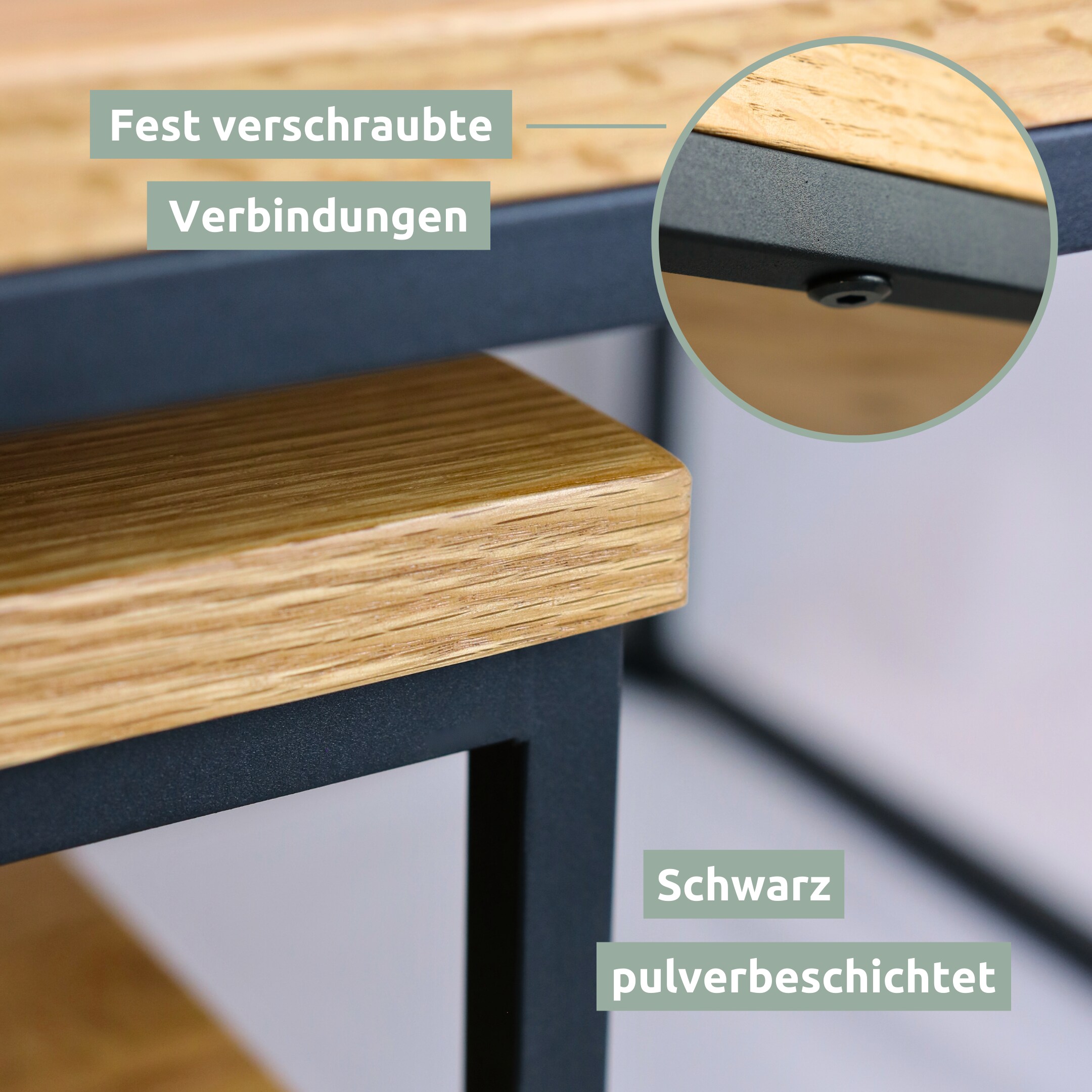 holz4home® Couchtisch aus Eiche mit zwei Platten