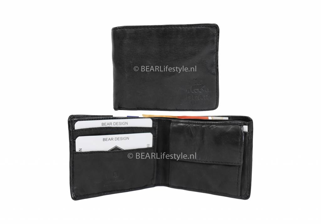 Bear Design Cow Lavato Heren Billfold Klein Fabian Zwart CL8754