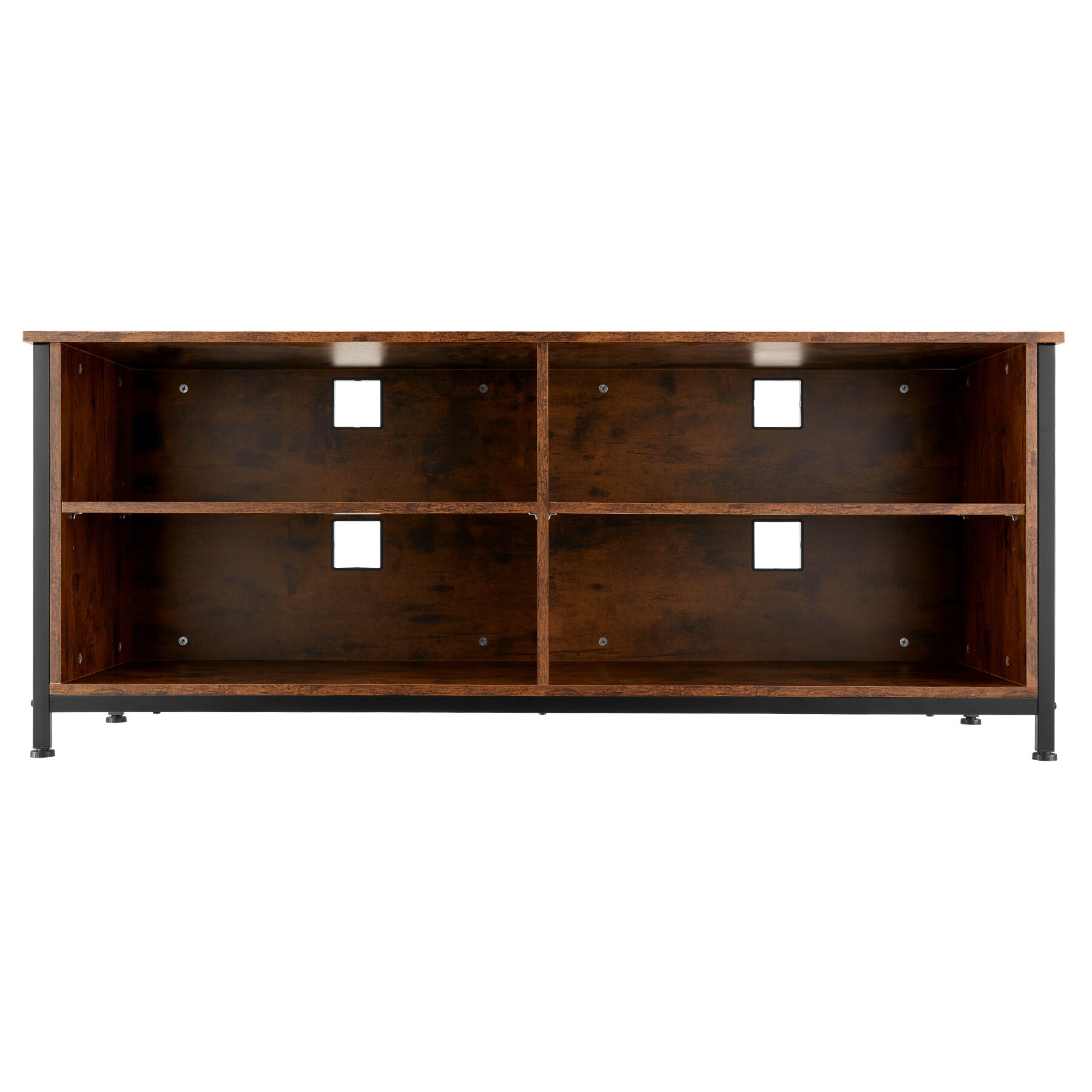 tectake® Sideboard, Industrial Style, 4 offene Fächer, 2 verstellbare Einlegeböden, 4 Kabelaussparungen, 147 x 41 x 60,5 cm
