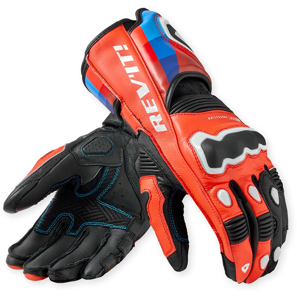 Rev'it - Gants Quantum 3 Rouge fluo / Bleu