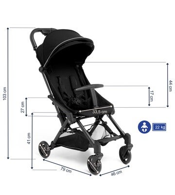 Beemoo Easy Fly 4 Trille inkl. Breezy Kalesje, Jet Black/Grey Melange