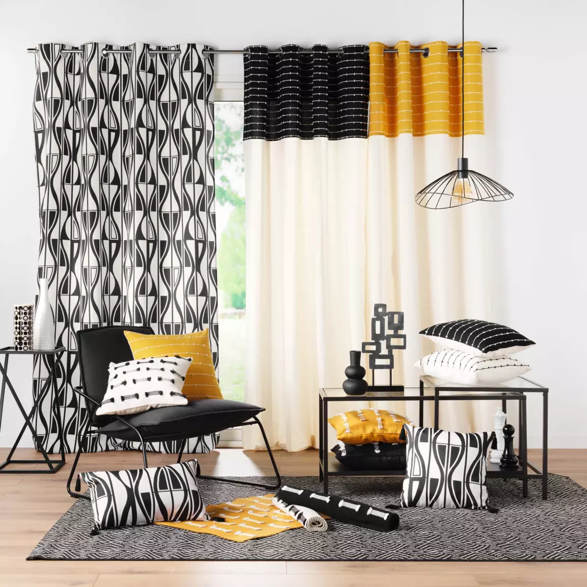 Tapis de salon coton (50 x 80 cm) Juline Noir