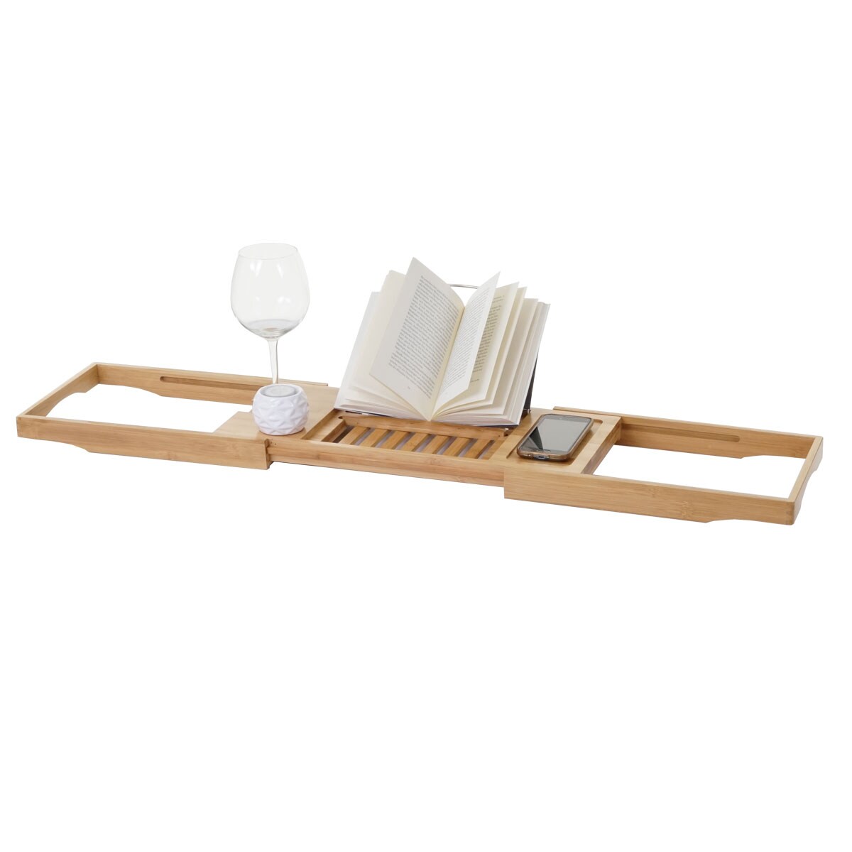 Badewannenauflage MCW-B77, Badewannenablage Wannenbrücke Badewannenbrett Badewannenregal, Bambus ausziehbar 19x105x22cm
