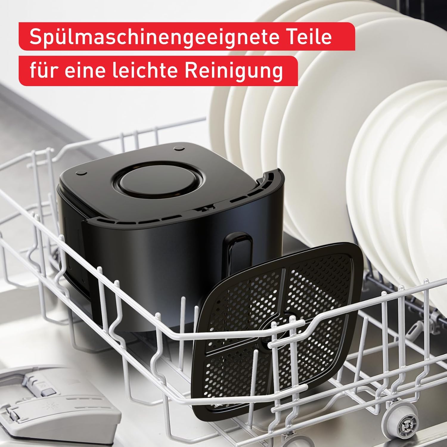 Tefal Easy Fry Max Heißluftfritteuse – 5-L-Airfryer, kompakt, für knusprige Pommes & saftiges Fleisch, mit wenig Öl, antihaftbeschichtet, spülmaschinenfester Korb, energiesparend, schwarz, EY2458