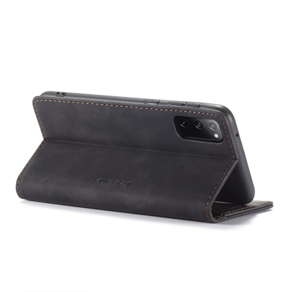 Samsung Galaxy S20 FE / S20 FE 5G Leder Tasche Flip Wallet Etui mit Kartenfächern - Schwarz