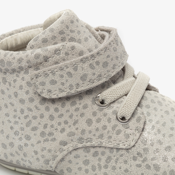 Groot leren babyschoenen wit/zilver