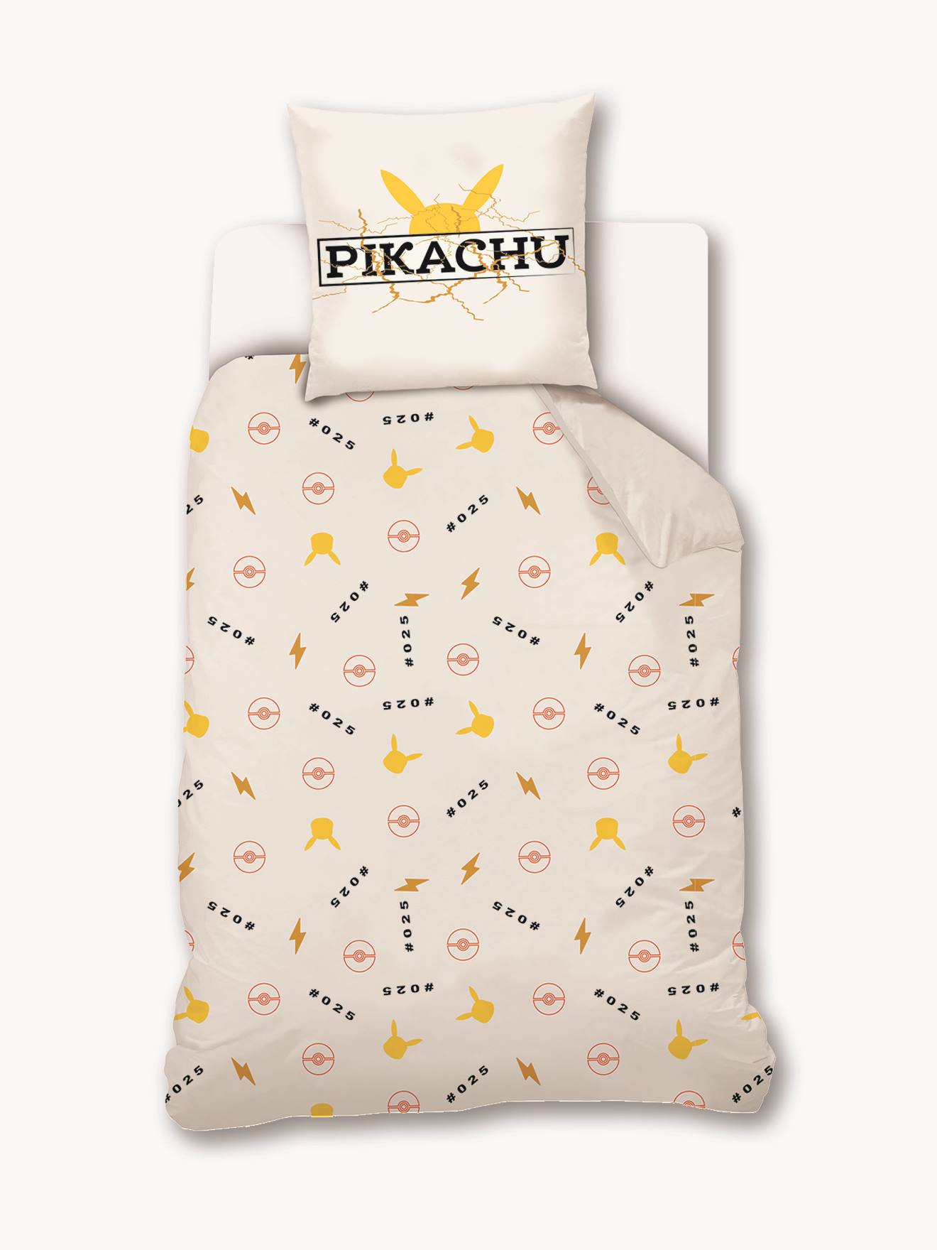 Conjunto infantil: capa de edredom e fronha Pokémon® High Voltage, branco