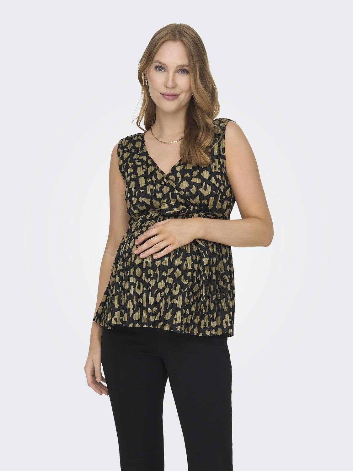 OLMSAFARI Plissiertes Top Black