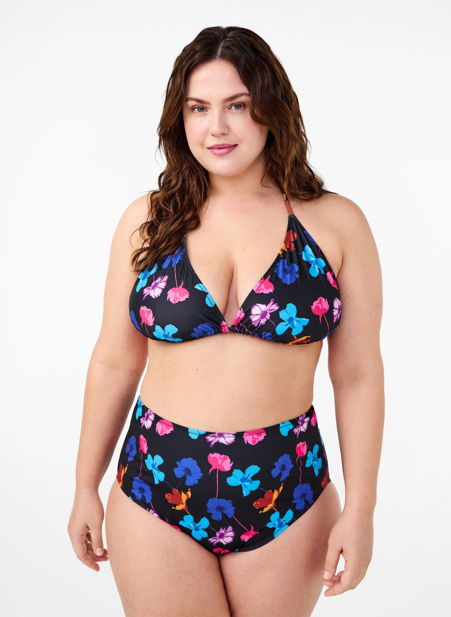 Bikini underdel med print og høj talje