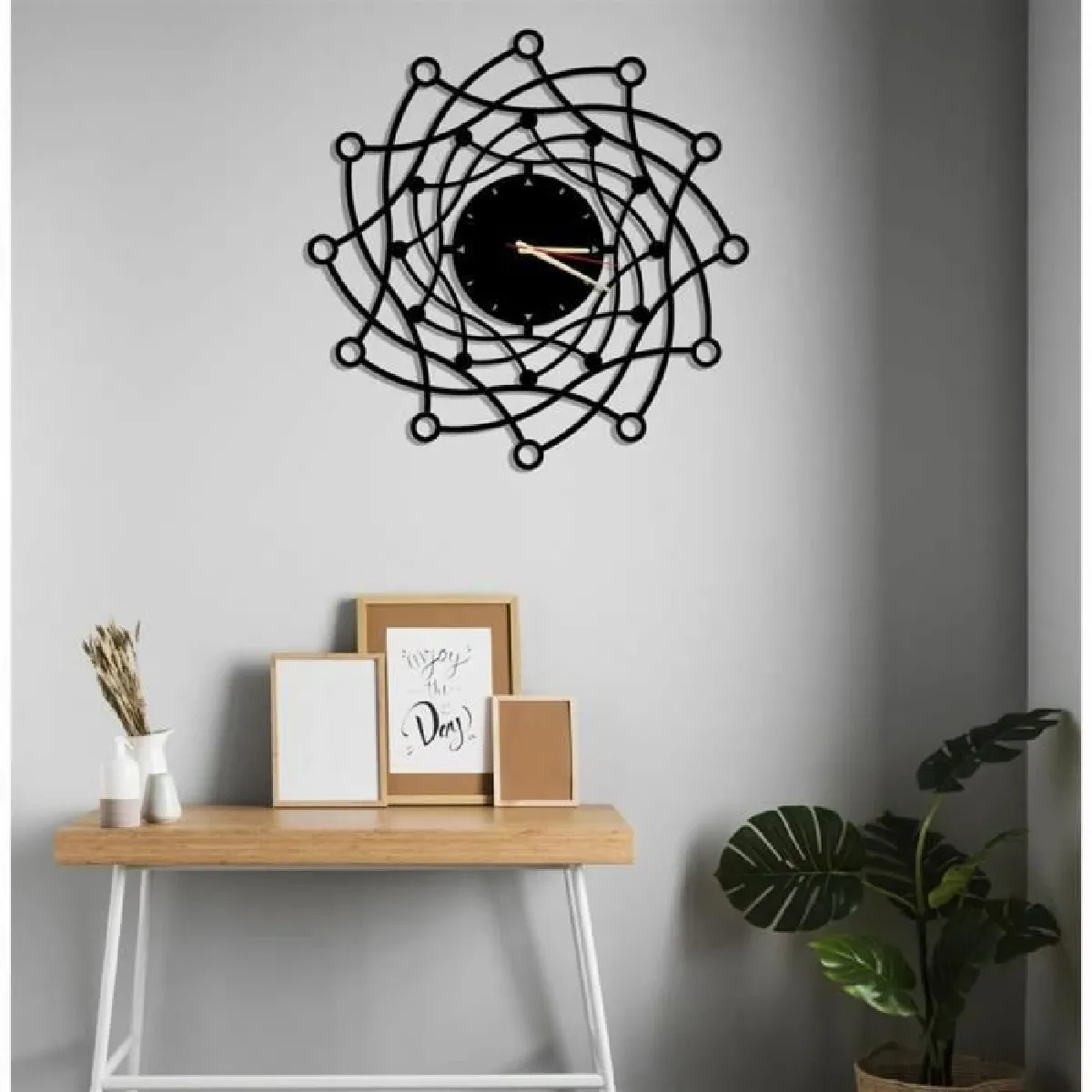 Dekory Horloge murale en métal - Noir 50 cm