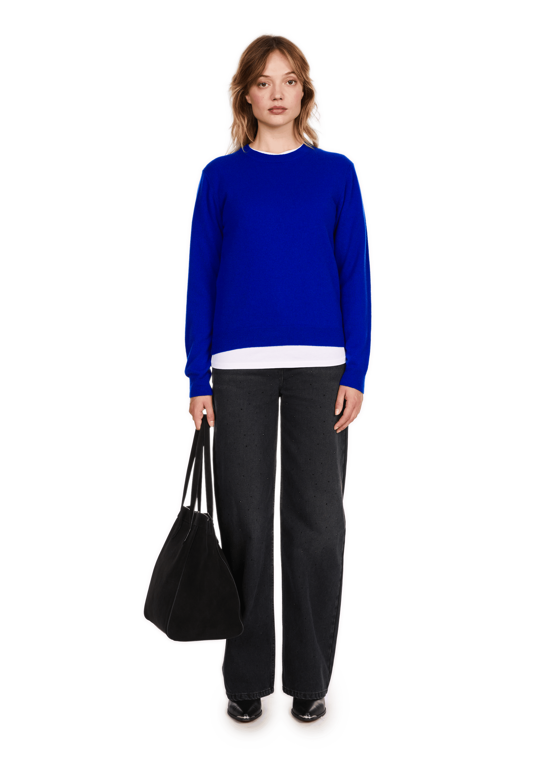 QIRIA - Pull droit en cachemire | Bleu