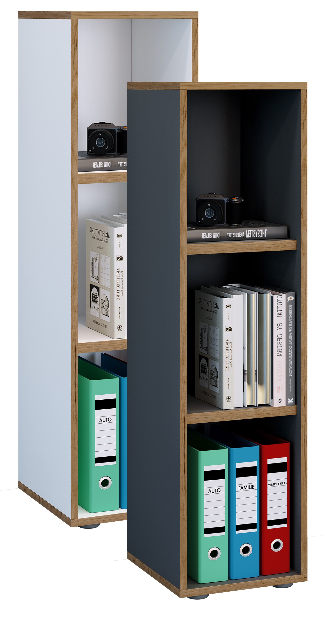 VCM Holz Büro Stand Regal Bücher Ordner Aktenregal Ordnerregal Bücherregal Salia 3fach B. 30 cm