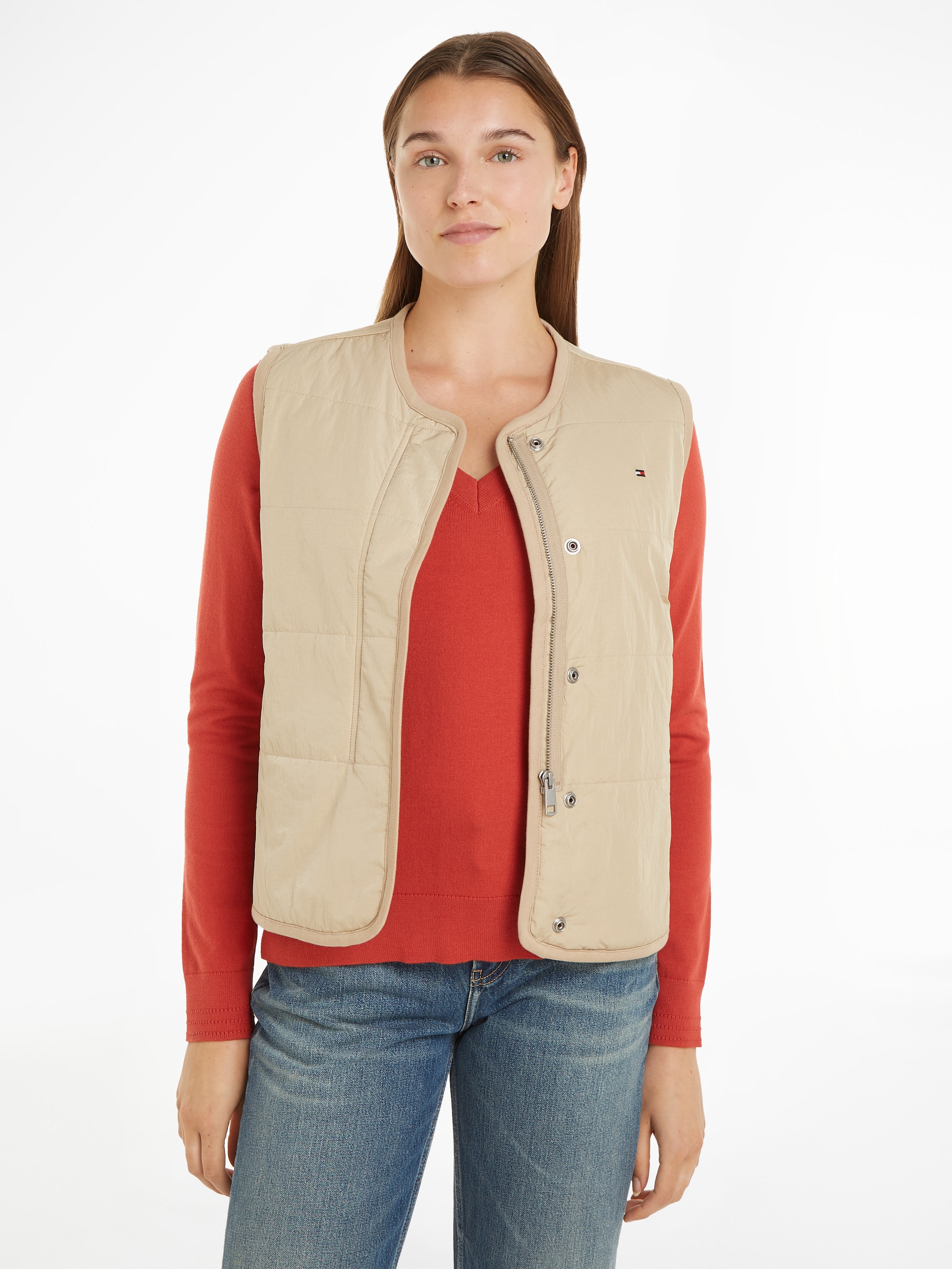 Tommy Hilfiger Steppweste »JERSEY LINED VEST« mit Tommy Jeans Logo-Flag