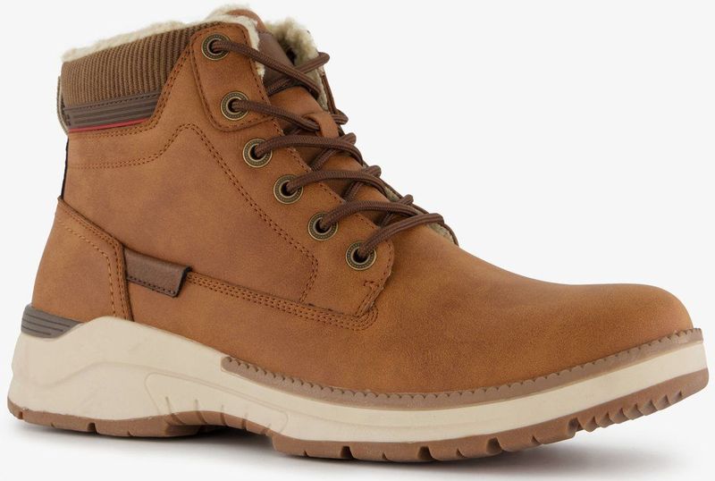 Blue Box gevoerde heren veterboots cognac bruin - Maat 40
